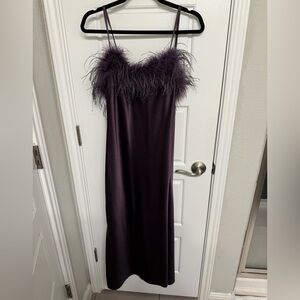 Georgie Lavender Feather-Trimmed Wedding guest dress